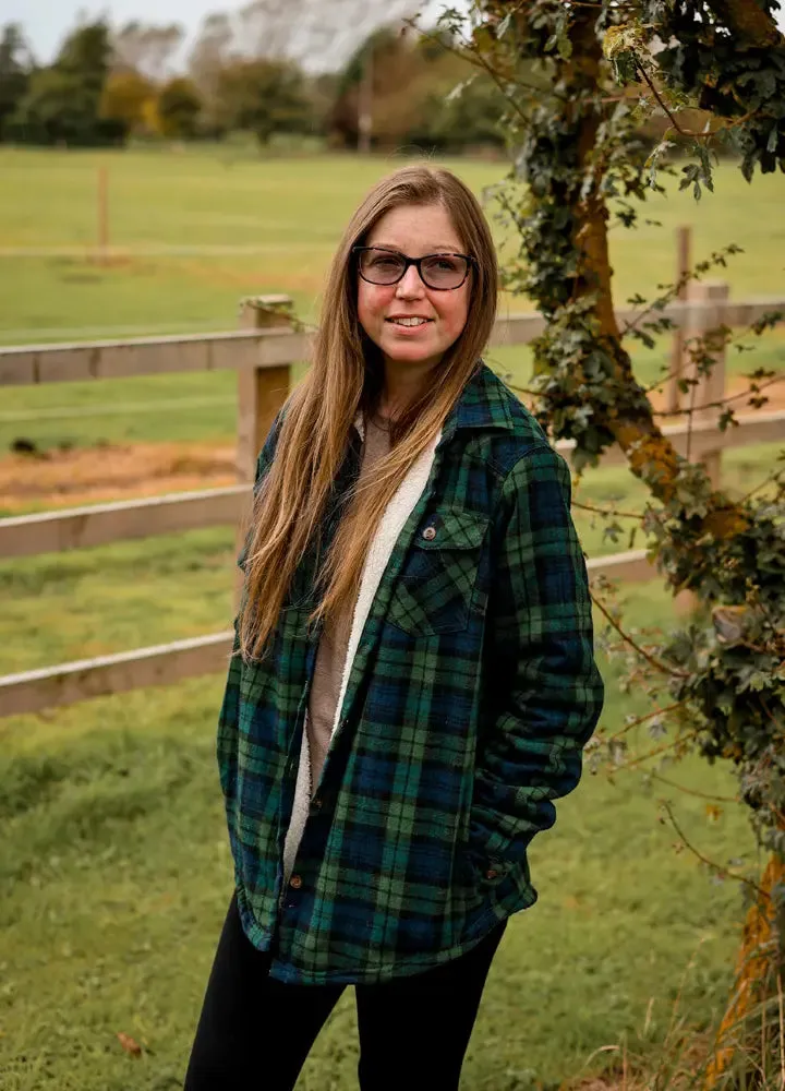 Women's Matching Family Green Plaid Flannel Shirt Jacket