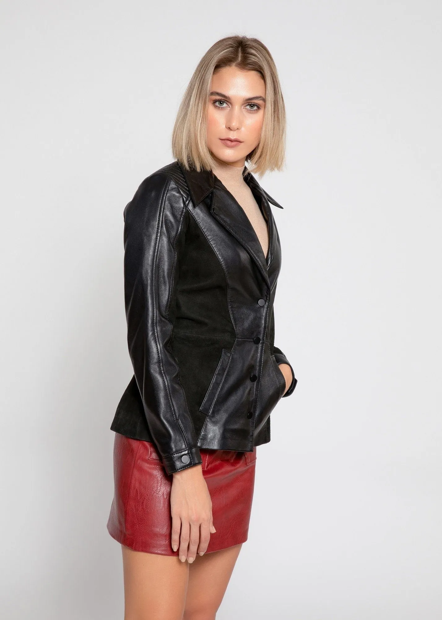 Womens Myrcella Suede Leather Blazer