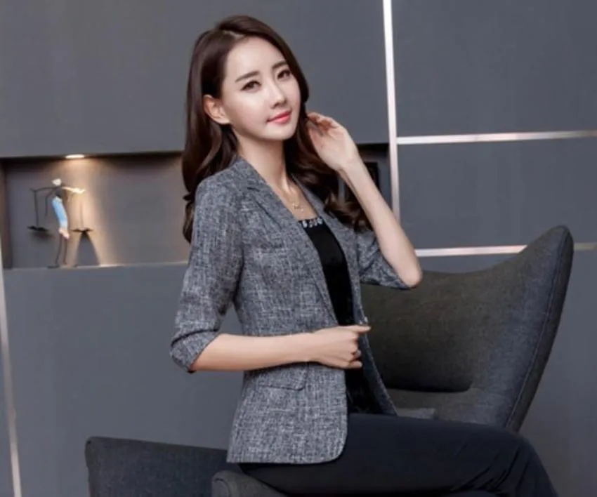 Womens Quarter Sleeve Single Button Blazer