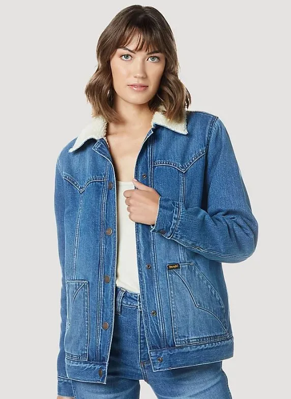 Women's Wrangler Barn Sherpa Denim Coat