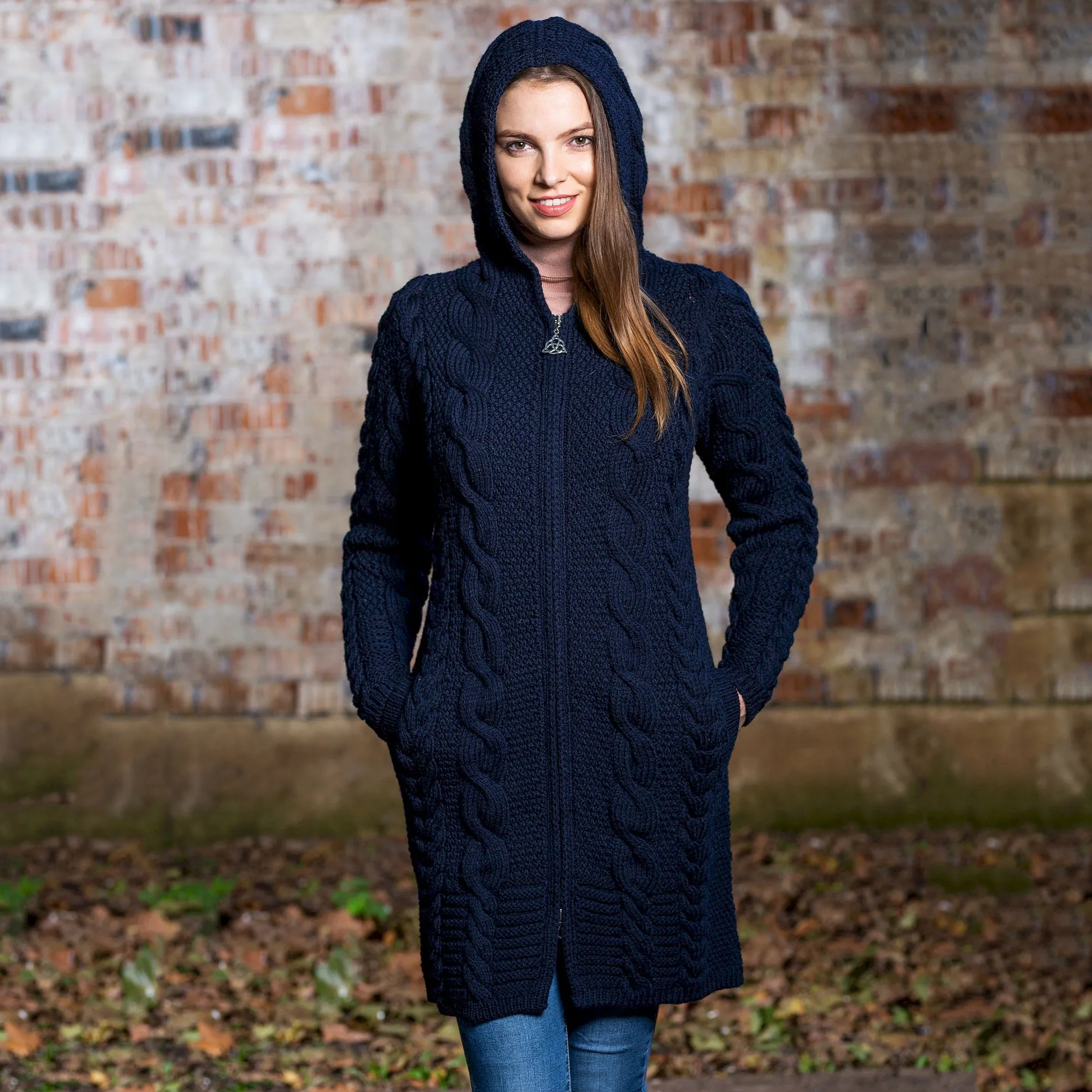 Women's Zipper Irish Cardigan with Hood