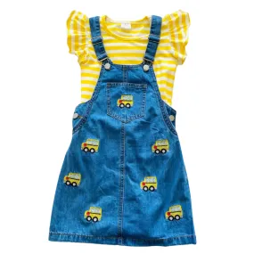 Yellow School Bus Jean Overall Dress